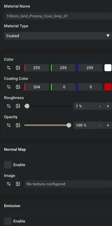 Coated material configuration