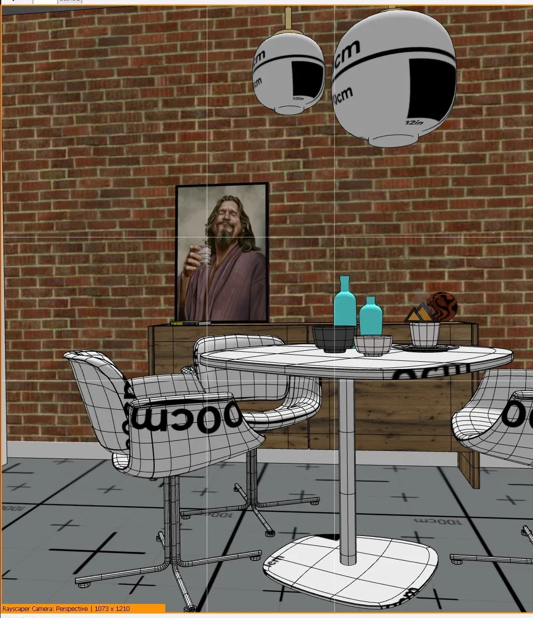 Rule of Thirds composition guide in the SketchUp viewport