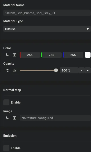 Diffuse material configuration