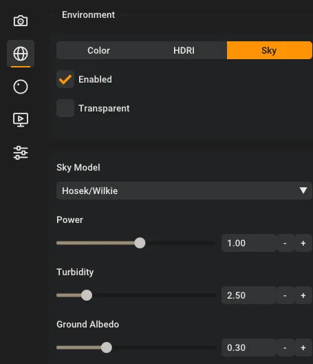 The Hosek/Wilkie sky settings