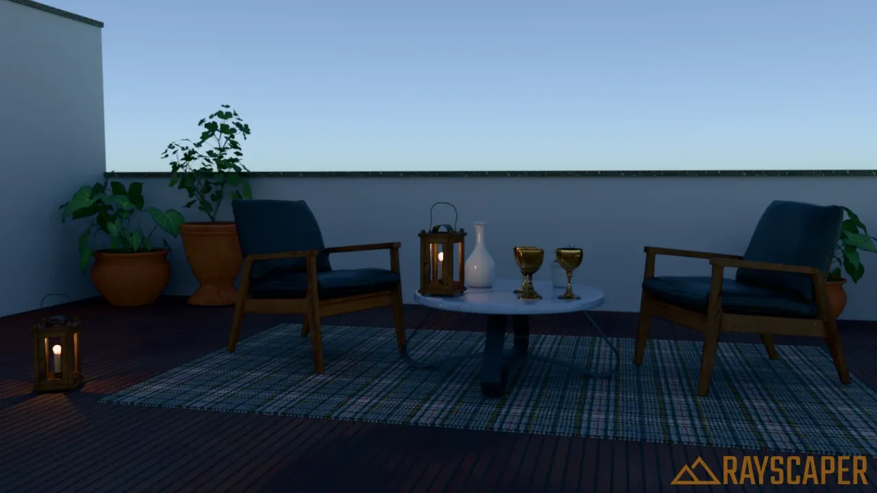 The terrace under a Hosek/Wilkie sky