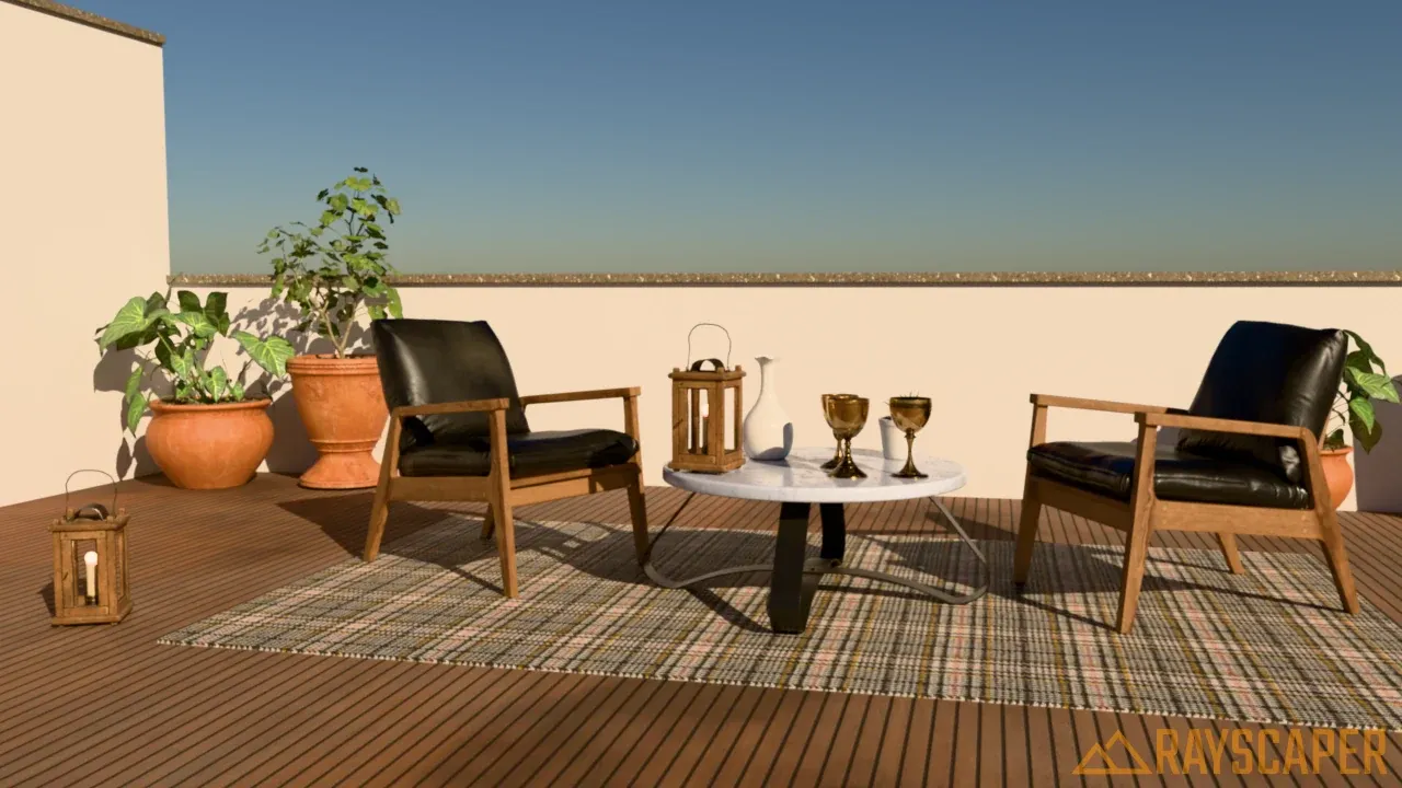 The terrace under a Nishita sky in the afternoon