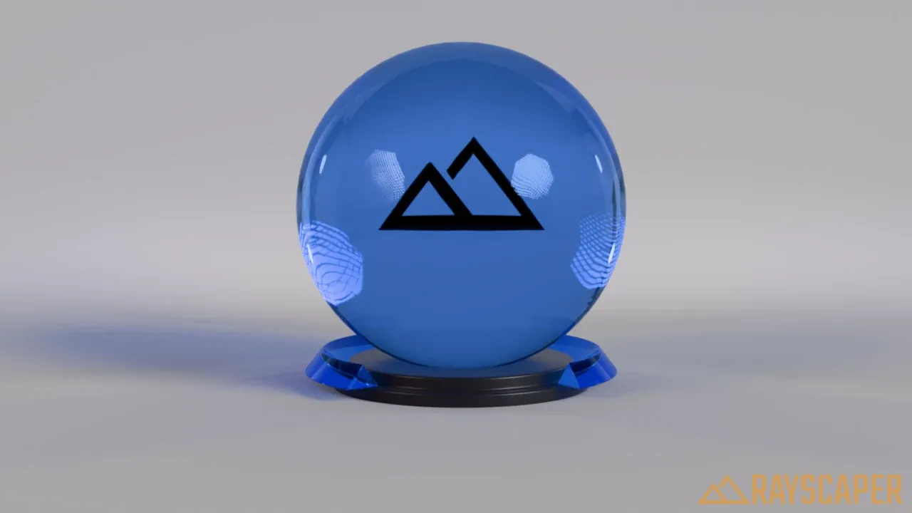 A blue glass ball casting blue light