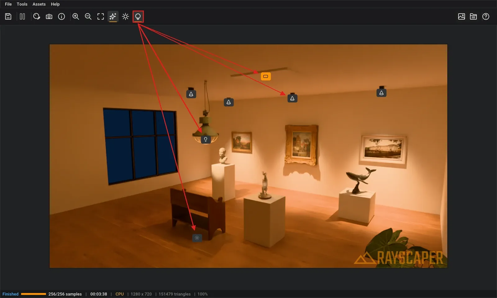 Light overlay icons in the viewport