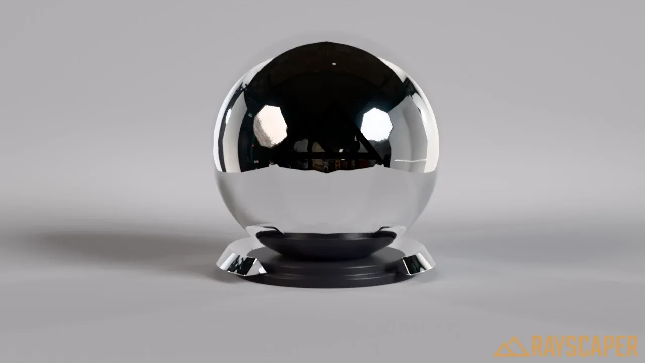 A mirror shader ball reflecting the studio