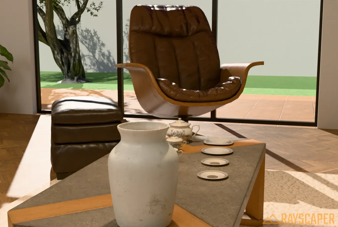 No depth of field - everything in the scene is in sharp focus.