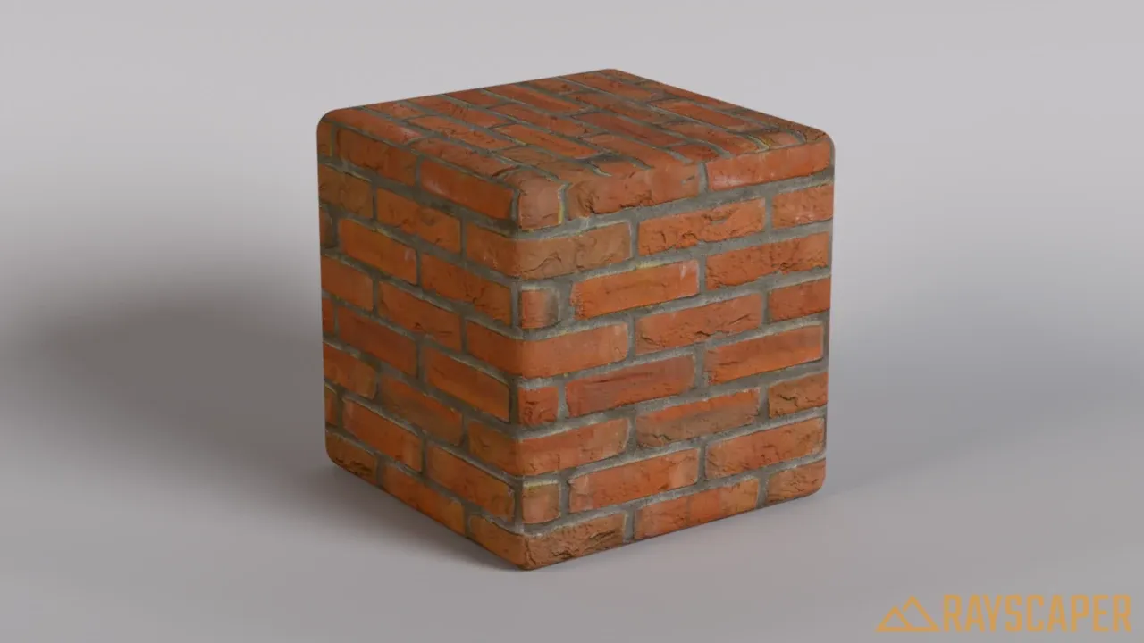 A brick cube with its normal map, the mortar joints look recessed