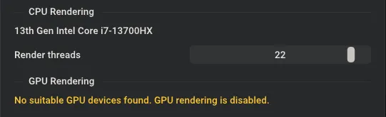 GPU rendering disabled