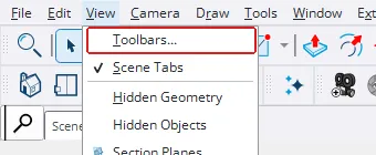 The Toolbars item in the SketchUp View menu