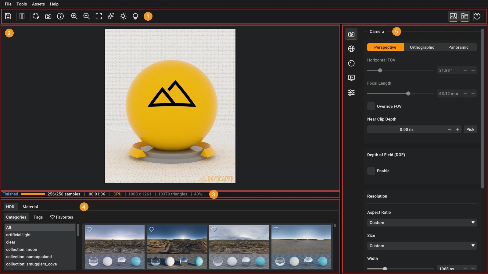 Rayscaper user interface