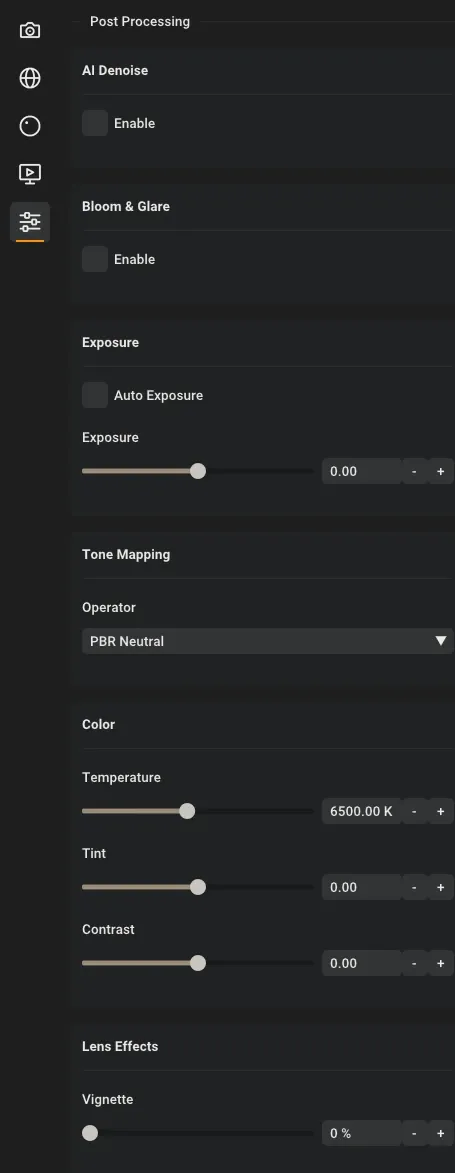Rayscaper's Post Processing section