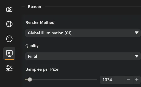 The Render section of the Scene Editor