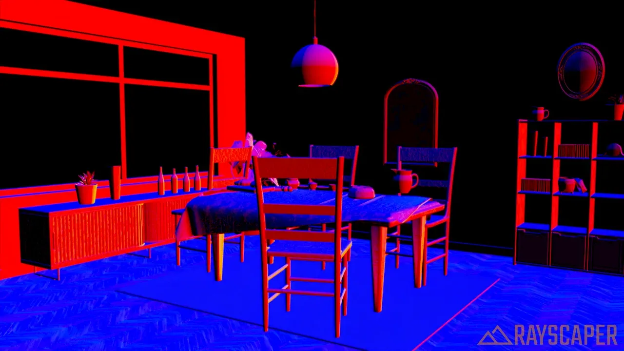 Shading normals pass of the breakfast room