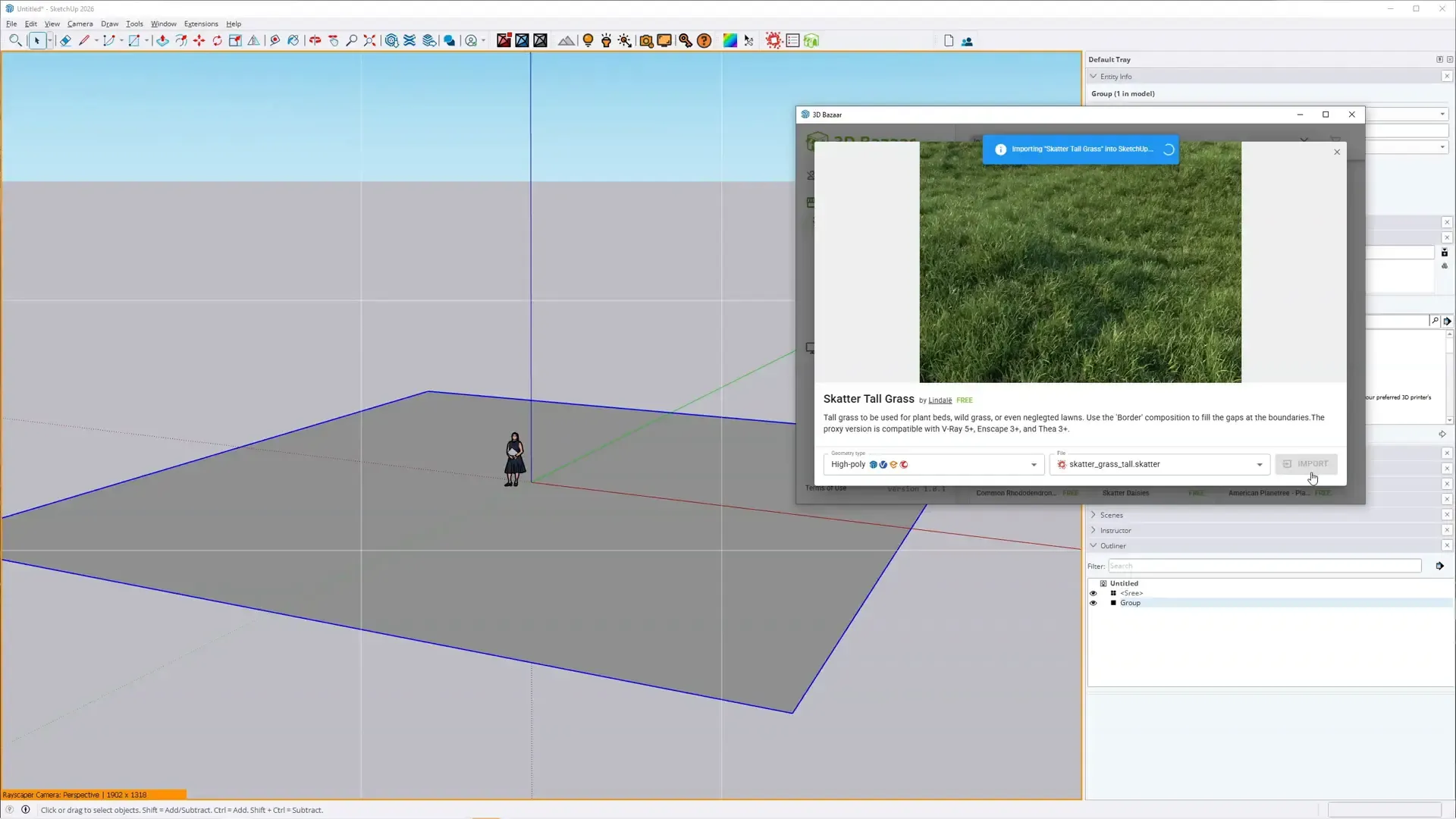 Skatter Tall Grass asset detail in 3D Bazaar