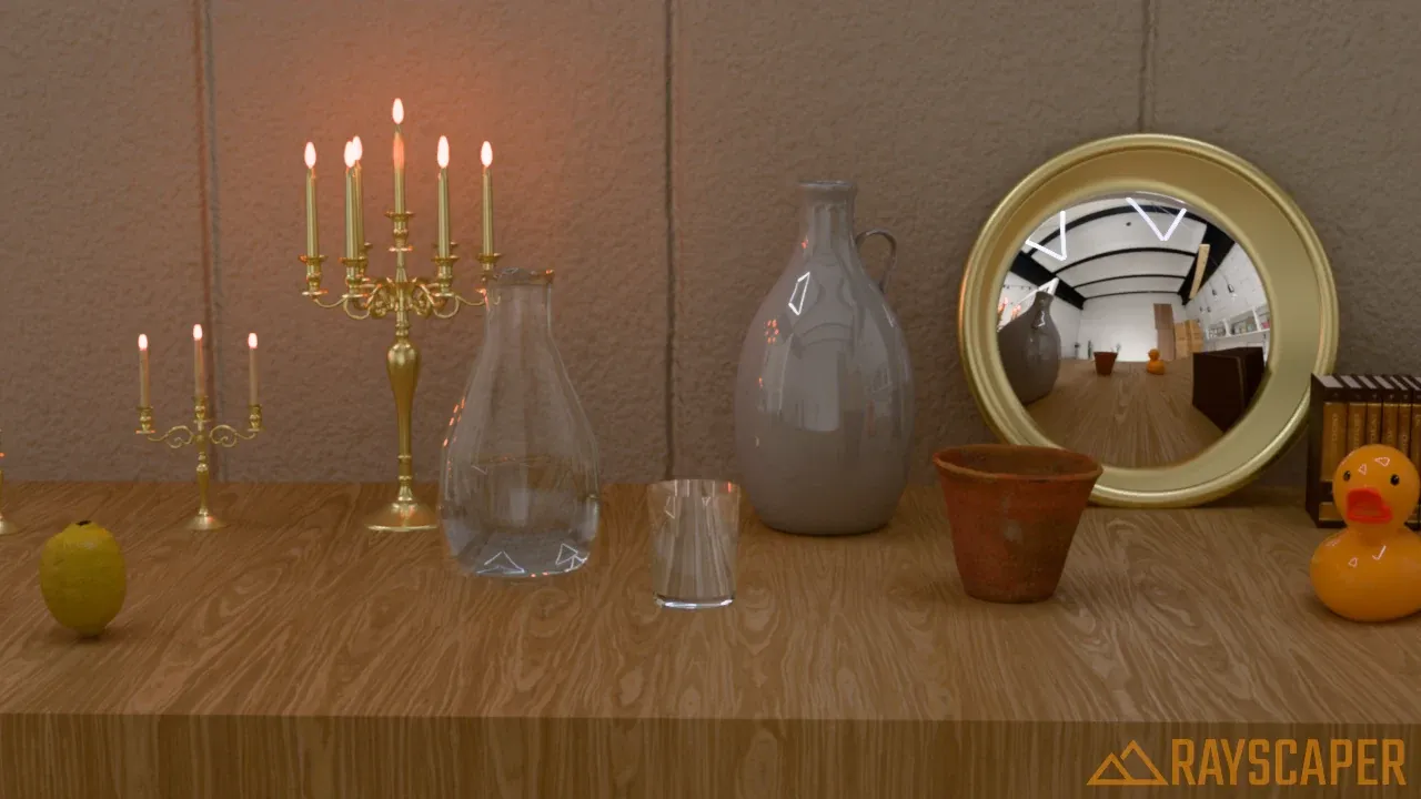 A still life with brass, glass, ceramic and terracotta objects