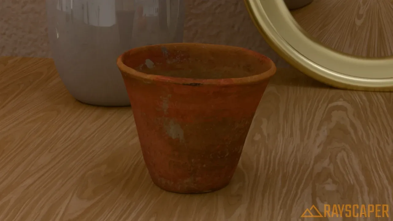 A matte terracotta flower pot