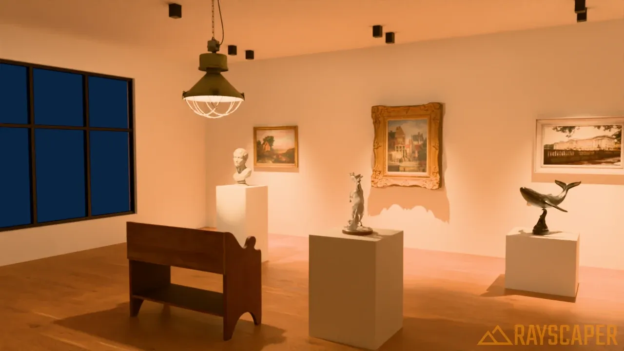 The gallery with all lights at 4000 K