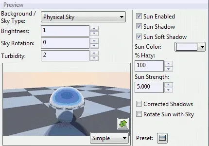 Twilight's Environment Editor with the Physical Sky